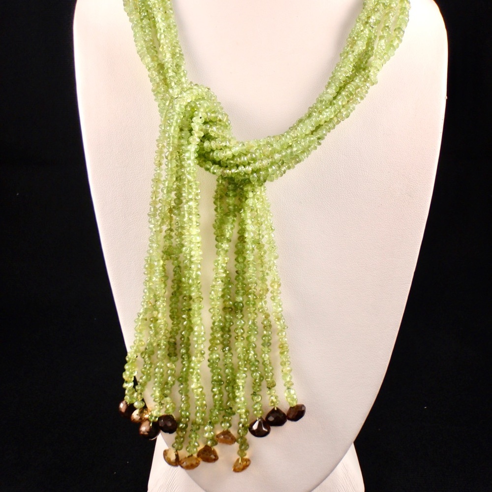Peridot scarf necklace 29.5” long